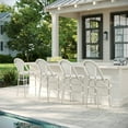 thumbnail image 5 of Martha Stewart Indoor-Outdoor Stackable Bistro Bar Stool with Gray Woodgrain Aluminum Finish Frame and White/Gray Woven Rattan Back and Seat, 5 of 11
