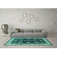 thumbnail image 3 of Ahgly Company Machine Washable Indoor Rectangle Oriental Turquoise Blue Industrial Area Rugs, 2' x 4', 3 of 4