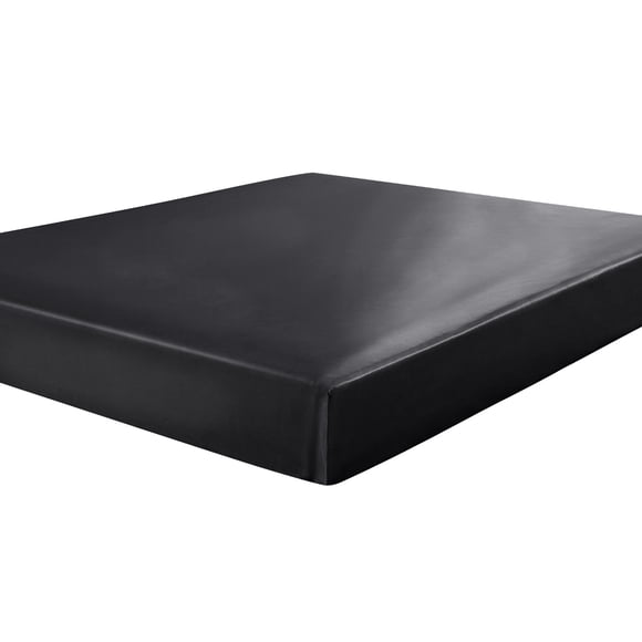 Sábana Bajera de satén Unique Bargains Ajustable con bolsillo profundo Negro 190x99cm