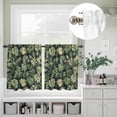 thumbnail image 3 of Summer Tropical Plant Monstera Leaf Curtain Tier and Valance Set 3 Piece, Watercolor Leaves Seamless 3-inch Rod Pocket Window Tier Curtains Valance for Kitchen Living Room, 3 of 9