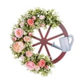 thumbnail image 2 of Corona de primavera, flores de peonía artificiales y rueda, señal de bienvenida, decoración de verano hecha a mano para exteriores, interiores,, 2 of 8