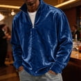 thumbnail image 2 of Qualvora Mens Velour Quarter Zip Pullover, Long Sleeve Stand Collar Sweatshirt with Metal Zipper, Loose Fit Solid Color Top, Fall Winter Party Night Out Wear for Men, 2 of 7