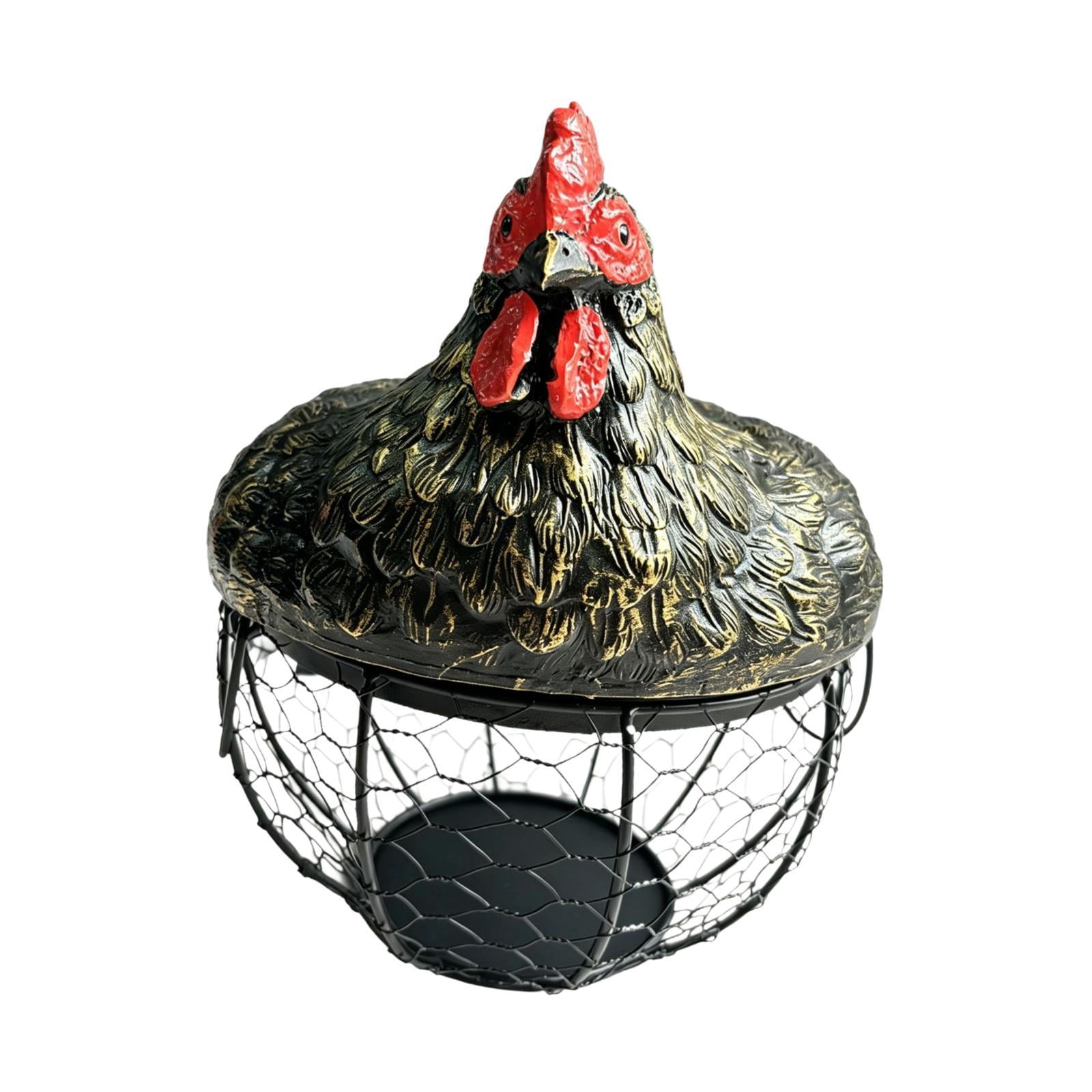 Fiocias Chicken Egg Basket Fresh Eggs Holder Large Capacity Round Decorative Egg Collecting Basket Container for Vegetable Countertop Gold
