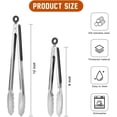 thumbnail image 2 of Stainless Steel Kitchen Tongs, Silicone Non-slip Grip, Locking Grilling Food Tongs Set of 2, 9-inch & 12-inch, 2 of 5