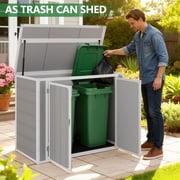 Seizeen Shed and Outdoor Storage, 41 Cu.Ft Small Outdoor Resin Shed with 3 Doors & Floor, 306GAL Deck Box Waterproof Plastic Tool Storage Shed for Cushion Lawn Mower Garbage Cans