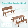 thumbnail image 5 of AVAWING Outdoor Convertible Garden Bench, Patio Picnic Bench, Brown, 5 of 7
