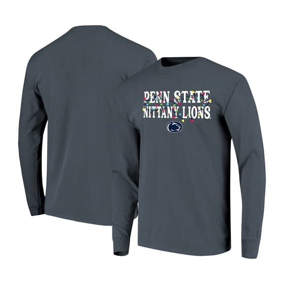 Unisex Image One  Denim Penn State Nittany Lions String Lights Comfort Color Long Sleeve T-Shirt