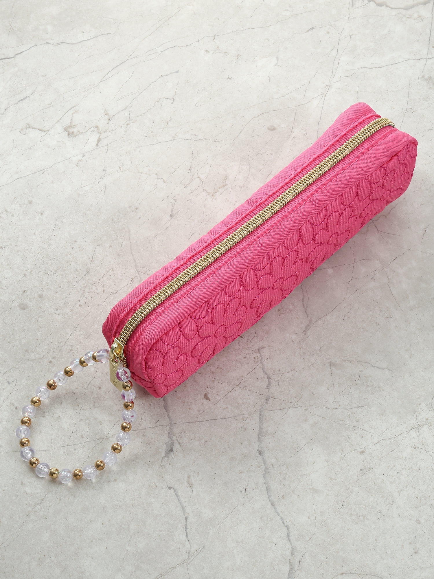 Packed Party In Full Bloom Quilted Pencil Pouch, Pink