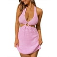 thumbnail image 4 of Coduop Women Knitted Mini Dress,Sleeveless Halter Dress Hollowed Summer Backless Dress, 4 of 9