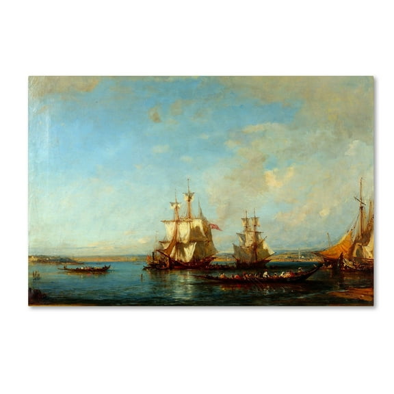 Felix Ziem 'Caiques And Sailboats At The Bosphorus' Canvas Art