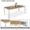 thumbnail image 3 of Outdoor Dining Table for 8 Person, 71” Aluminum Patio Dining Table with 1.6” - 2” Adjustable Umbrella Hole, Slat Rectangle Table with Wood Like Table Top for Backyard Garden, 3 of 6