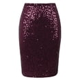 thumbnail image 4 of PrettyGuide Pencil Mini Skirt for Women Classic High Waist Skirt Sparkle Party Sequin Dress Burgundy, 4 of 7