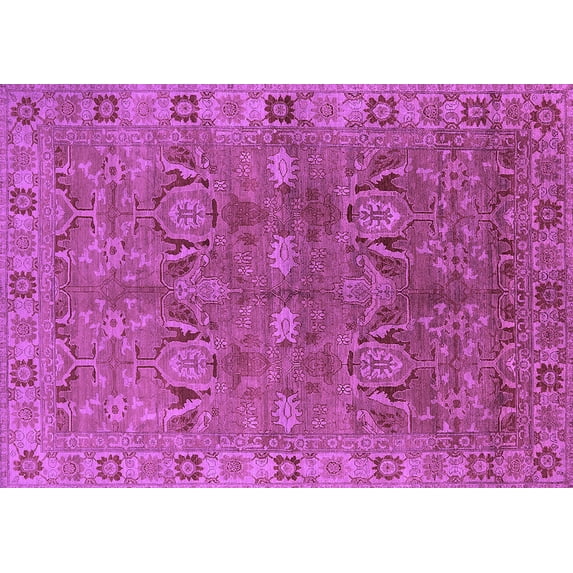 Ahgly Company Indoor Rectangle Oriental Purple Traditional Area Rugs, 7' x 10'