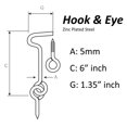 thumbnail image 4 of Wideskall 6" inch Heavy Duty Zinc Plated Wire Gate Hook and Eye Latch Pack of 4, 4 of 4