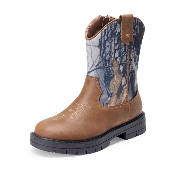 DREAM PAIRS Boys Girls Cowboy Boots Kids Western Riding Mid Calf Boots with Side Zipper (Toddler/Little Kid/Big Kid)