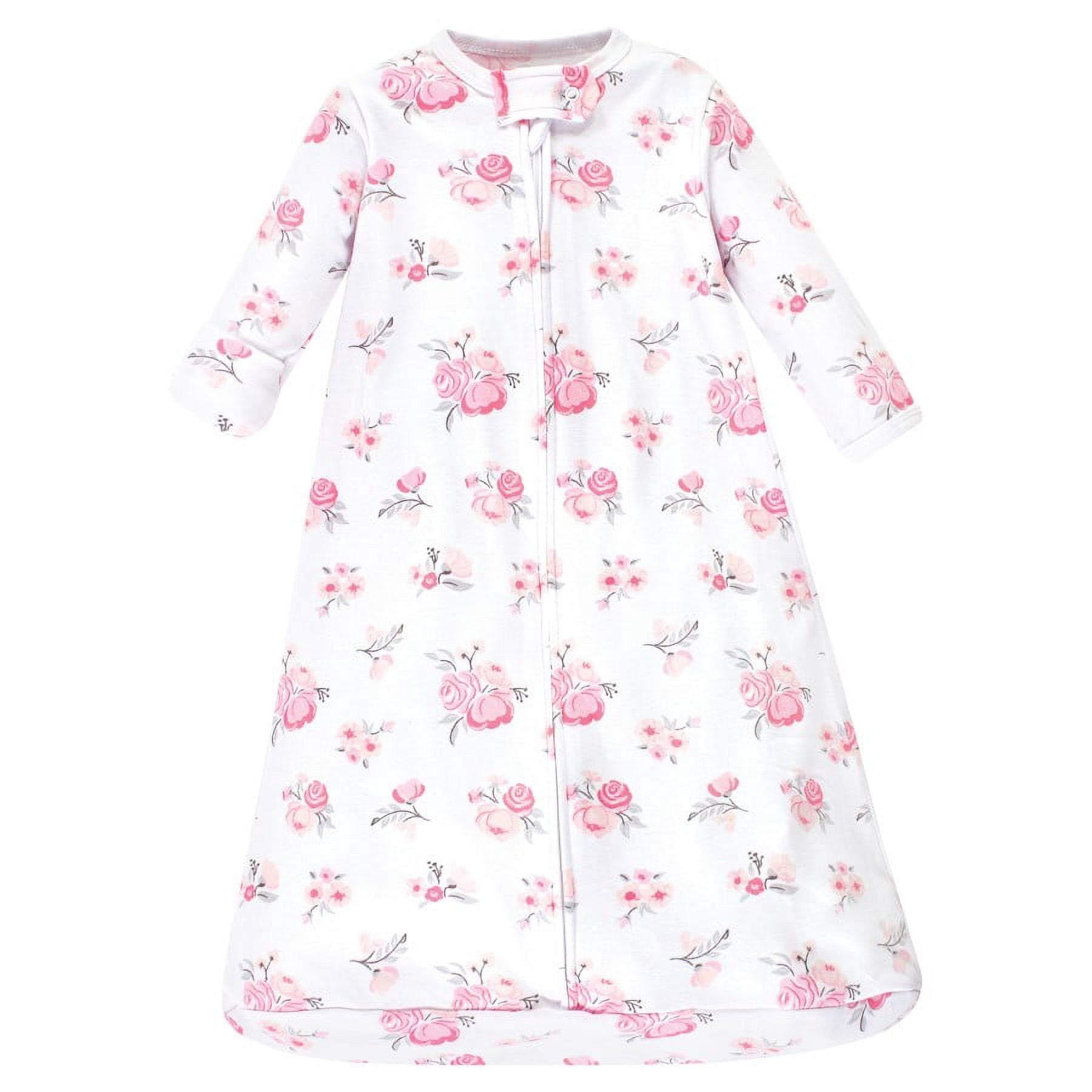Hudson Baby Infant Girl Cotton Long-Sleeve Wearable Sleeping Bag, Sack, Blanket, Basic Pink Floral, 18-24 Months