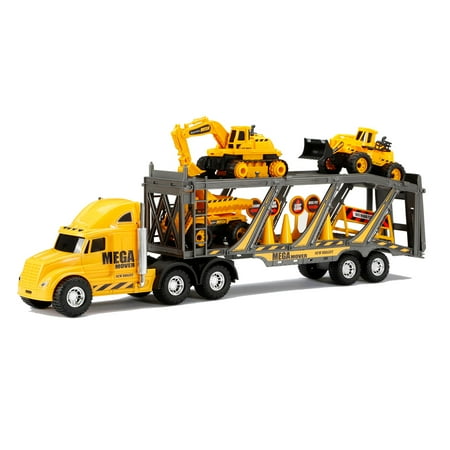 New Bright 22" Free Wheel Yellow Mega Construction Hauler Truck Set