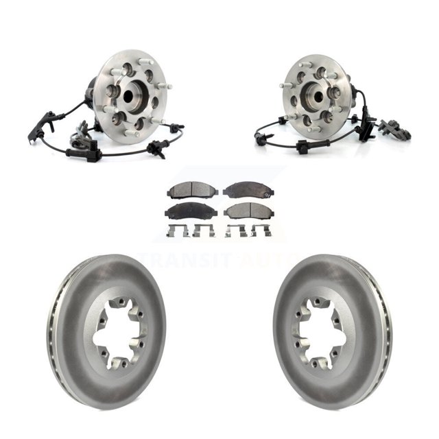 Transit Auto Front Hub Bearing Assembly Coated Disc Brake Rotors and Ceramic Pads Kit for Car 2004-2008 Chevrolet Colorado GMC Canyon with Off-Road Chassis Package (Z71) RWD KBB-104907