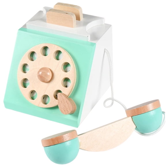 Vintage Wooden Rotary Phone Toy for Kids - Realistic Pretend Play Telephone for Imaginative Play, Educational Role Play & Interactive Learning