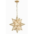 thumbnail image 4 of Seeded Glass Moravian Star Light Brass Pendant Chandelier Lighting 19 Inches, 4 of 10