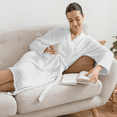 thumbnail image 3 of Comfy Cubs Muslin Bathrobe Small/Medium, (White) - 100% Cotton Robe with 4-Layer Absorbent Fabric, 3 of 7