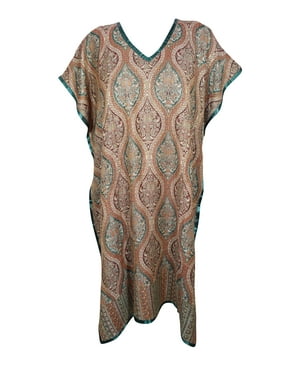 Mogul Women Kaftan Dress Pashmina Caftan, Teal Floral Lounge Wear Comfy Warm Caftan, MOUNTAIN RESORT ML