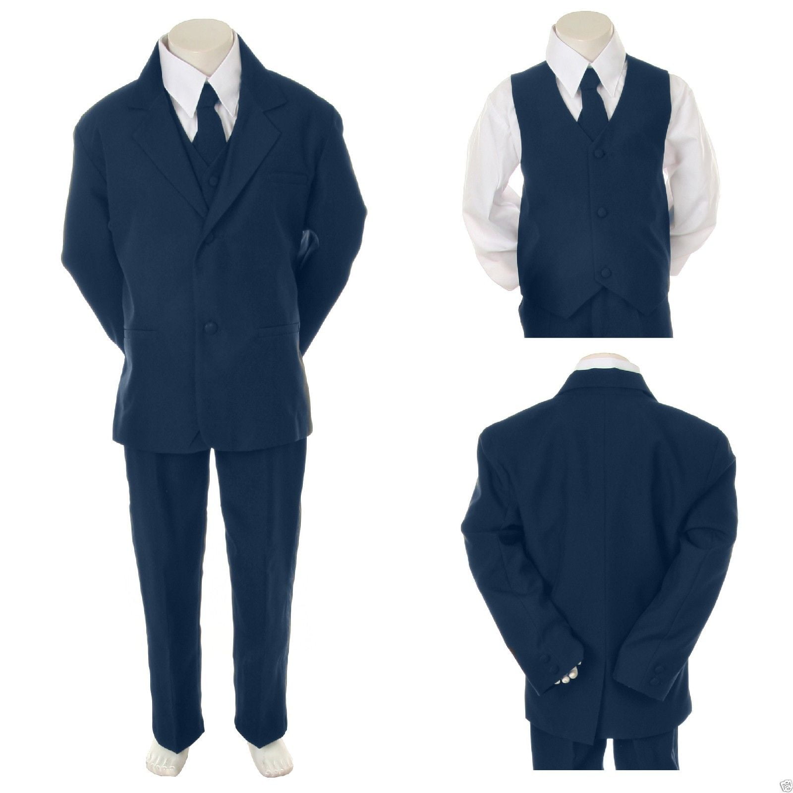 Boy White Black Formal Party Wedding Vest Suit Tuxedo New Born Baby Teen sz S-20