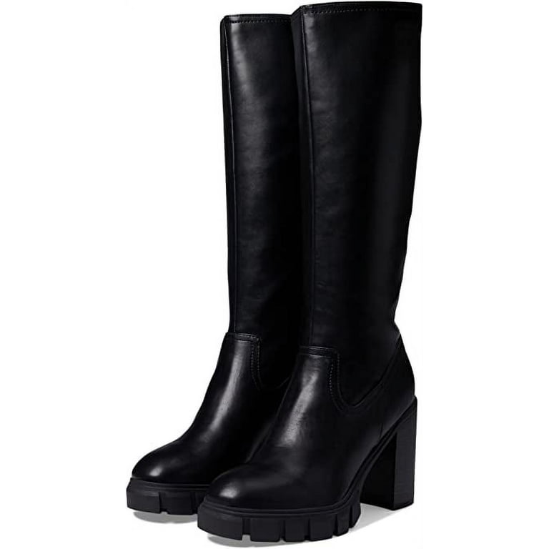 NINE WEST Womens Black Lug Sole Kani Round Toe Block Heel Zip-Up Heeled  Boots 8 M