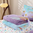 thumbnail image 5 of Manfei Kawaii Rainbow Zipper Twin Comforter Sets with Fitted Sheet and 2 Pillowcases, Bling Stars Galaxy Print Zipper Bedding Set, Blue Purple, Stars Reversible, 4-Piece, 5 of 7