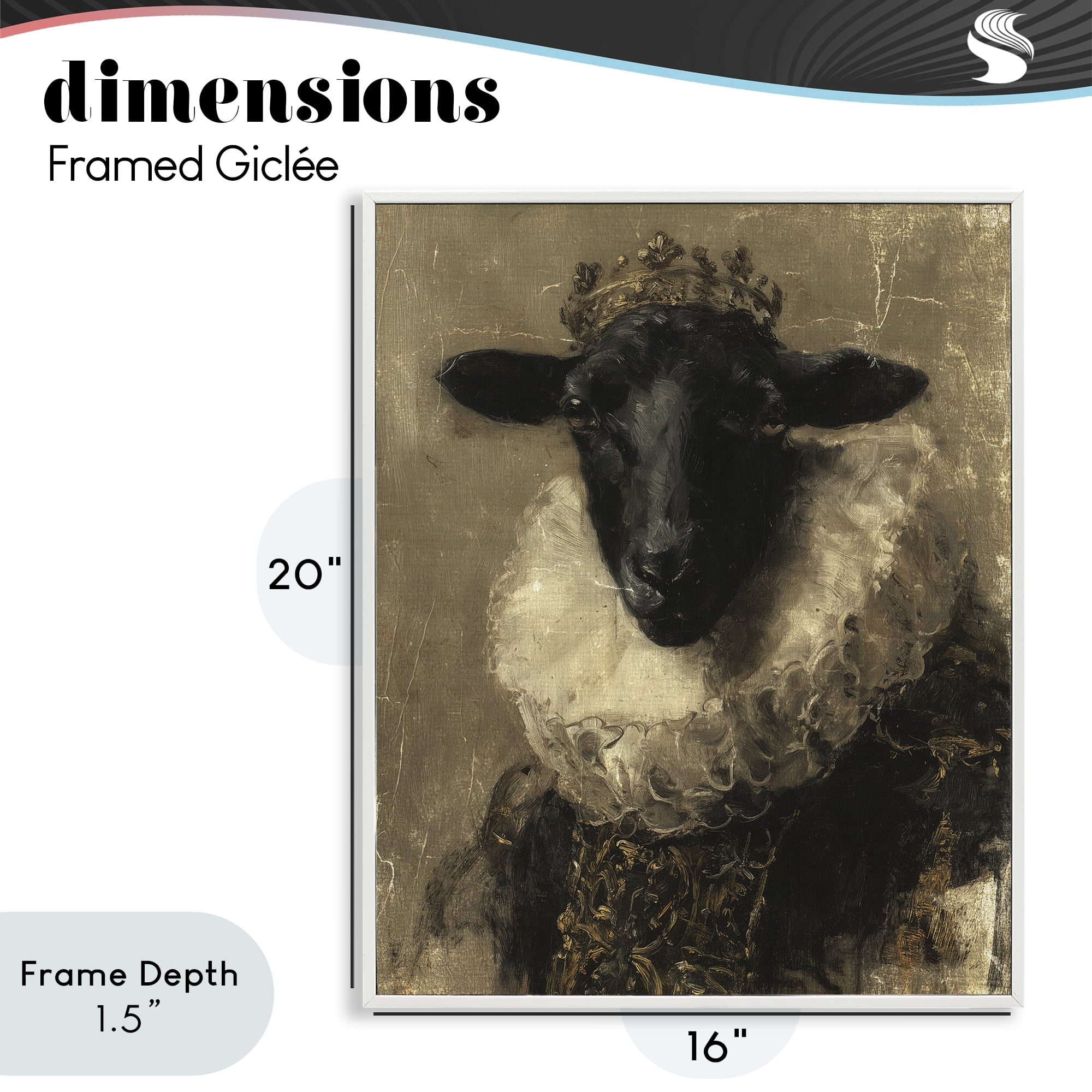 Stupell Industries Noble Ram Portrait White Framed Giclee Art, design by Svetlana Aleynikova
