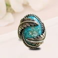thumbnail image 5 of Naierhg Vintage Leaves Cover Artificial Turquoise Ring Wedding Party Engagement Jewelry Turquoise Color, 5 of 6