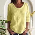thumbnail image 2 of Zedker Long Sleeve Blouse for Women Crew Neck Loose Fit Summer Casual Tops/T-shirt With Fringes Top Yellow S, 2 of 6