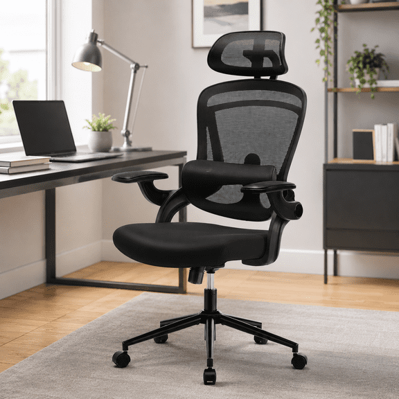 LIFERECORD High-Back Ergonomic Office Chair for Adults with Lumbar Support Headrest & Armrests