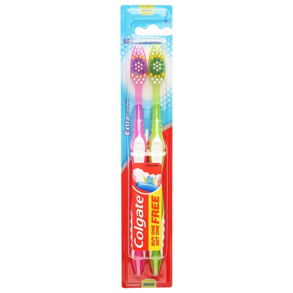 Colgate Extra Clean Medium Bristle Toothbrush, 2 Pack