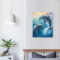thumbnail image 4 of Acheng  Dolphin Canvas Wall Art Cute Dolphins Playing Under Sea with Sunshine Picture Printing Artwork for Living Room Bedroom Bathroom Wall Decor,Stretched and Framed Ready to Hang, 16x20 in, 4 of 5