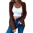 thumbnail image 1 of 2025 Womens Solid Button Fair Trade Cardigan Down Long Sleeve Classic Summer Sweaters for Women Open Front V Neck Knit Cardigan Long Knit Cardigans for Women Sweater, 1 of 7