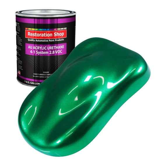 Restoration Shop Emerald Green Metallic Acrylic Urethane Auto Paint - Gallon Paint Color Only, Single Stage High Gloss