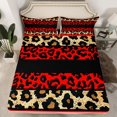 thumbnail image 2 of Homewish Red Brown Black Twin Sheet Sets,Leopard Print Twin Fitted Sheet,Safari Animal Cheetah Flat Sheet For Girl Boy,Microfiber Bedroom Decor,3pcs, 2 of 7