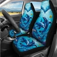 thumbnail image 2 of Yuyamidu 14 PCS Dolphin Car Seat Covers Blue Ocean Steering Wheel Cover Heart Seatbelt Strap Pad Armrest Cover Pad Headrest Covers Keychain Cup Coasters or SUV Truck, 2 of 7