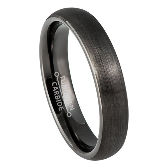 4mm Womens Gun Metal Tungsten Wedding Band, Brushed Finish, Dome Engagement Ring - TN994WAs8.5