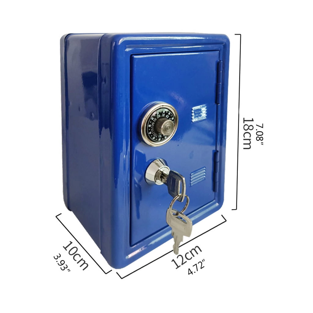 Mini Metal Coin Bank Locker with Keys Kids Money Saving Jar Security Safe Box