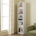 thumbnail image 5 of Bevfint 70" Tall Bookcase, White Narrow Floor Standing Bookshelf, 5 Tier Shelves Open Storage Organizer, Book Case for Living Room Hallway Kitchen Home Office Bathroom, White - 5 Tier, 5 of 7