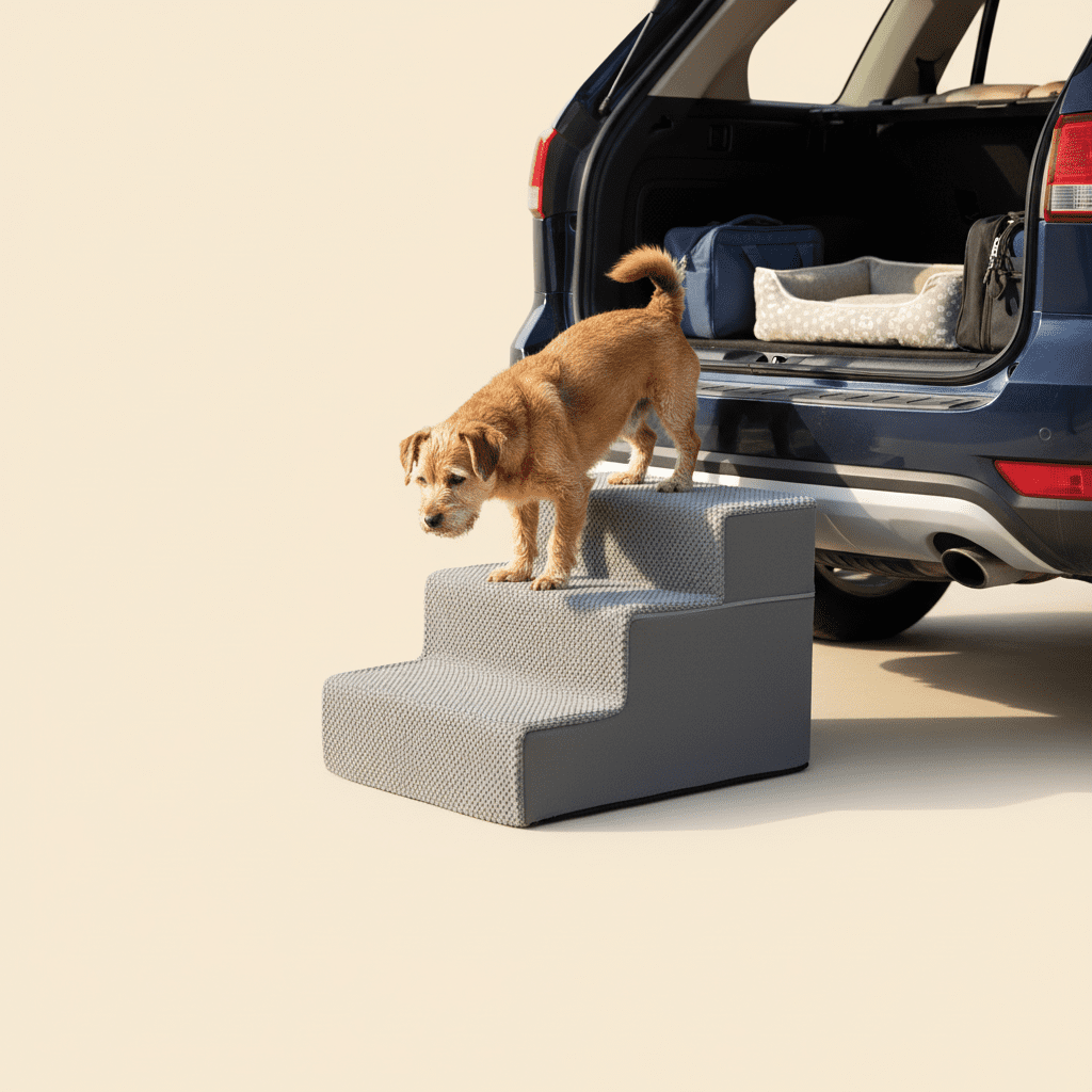 EDX 3-Step 13'' Tall Dog Stairs, Right-Angle Design, Non-Slip Foam Core, Easy Clean, Indoor & Outdoor Use for High Beds & Sofas