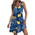 thumbnail image 2 of Ovzne Robes d'Été pour Femmes Robe d'Été Mode Plage Poche Imprimée Sans Manches Col en V Robe de Printemps Imprimée Liquidation, 2 of 7