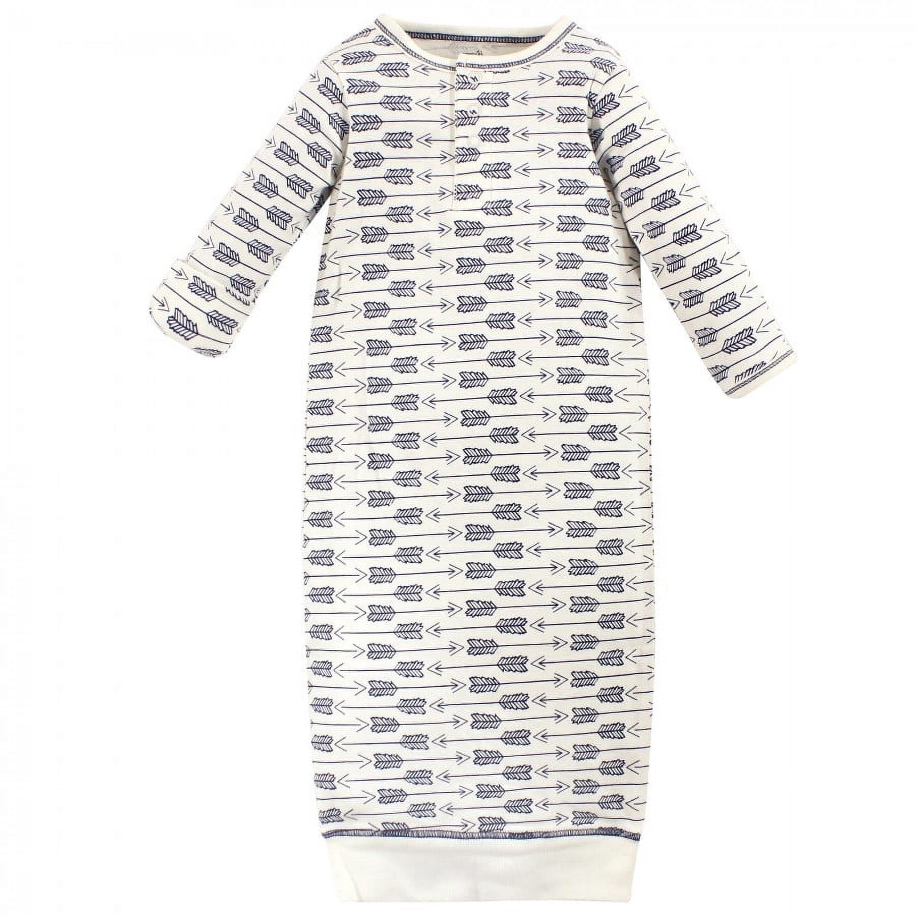 Touched by Nature Baby Boy Organic Cotton Henley Long-Sleeve Gowns 3pk, Hedgehog, 0-6 Months