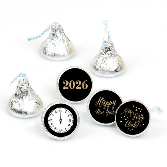 Big Dot of Happiness New Year's Eve - Gold - Round Candy 2026 New Years Eve Sticker Favors - Labels Fits Small Round Chocolate (1 sheet of 108)