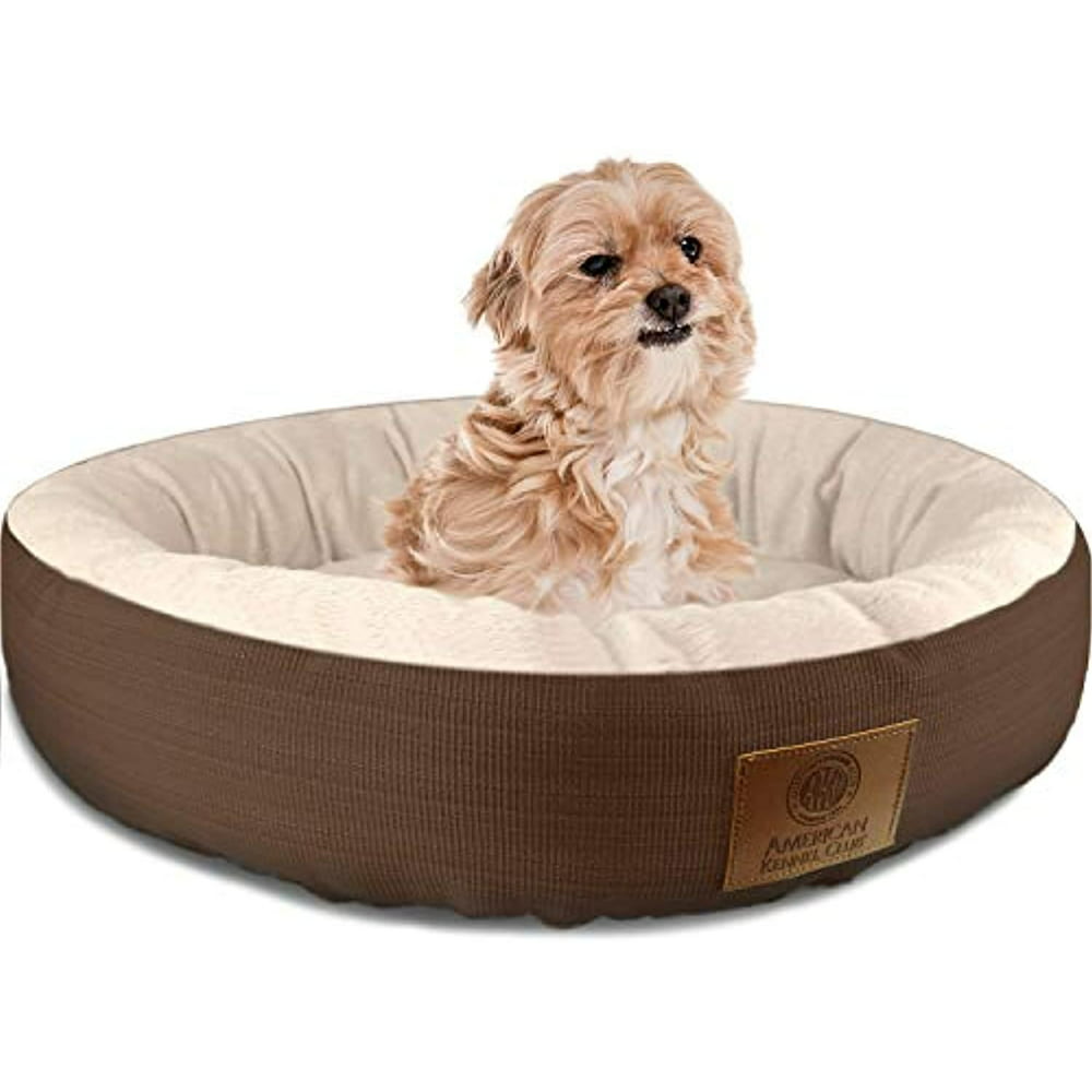 American Kennel Club Casablanca Round Solid Pet Bed, Brown 
