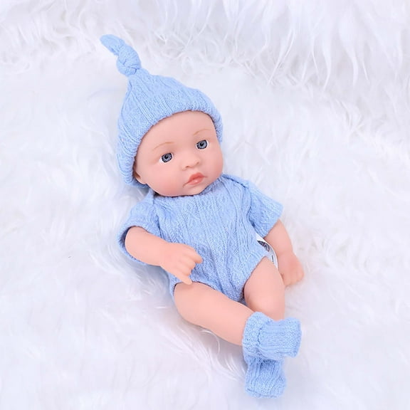 Twfbrm Lifelike Reborn Baby Dolls, Toddler Toys 7.5 Inch Soft Vinyl Body Newborn Baby Dolls with Sweater, Cute Poseable Baby Doll Toys Pretend Play Interactive Toys for Ages 3 Kids Girls