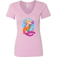 thumbnail image 3 of Inktastic Nautical Orange and Pink Mermaid Sitting on Anchor Women's V-Neck T-Shirt, 3 of 5