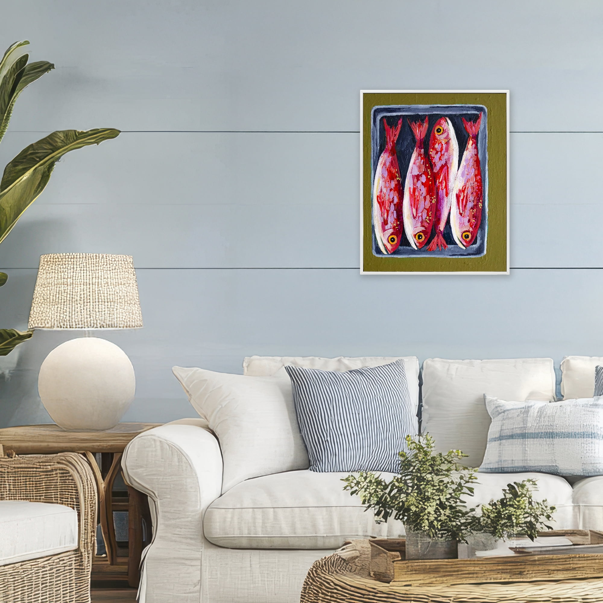 Stupell Industries Red Fish on a Platter White Framed Giclee Art, design by Rachel Nerney